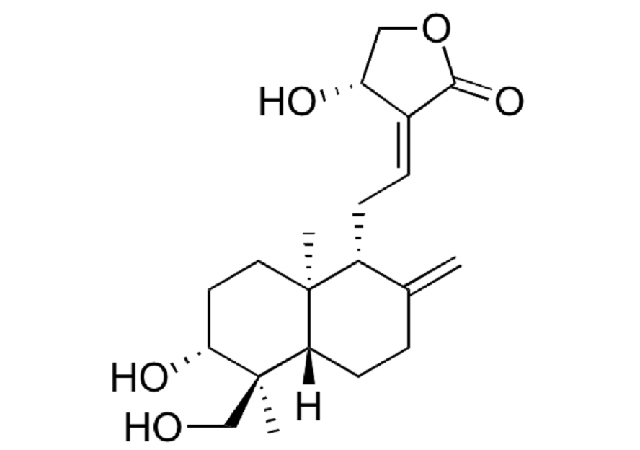 Cấu trúc hóa học của andrographolide.