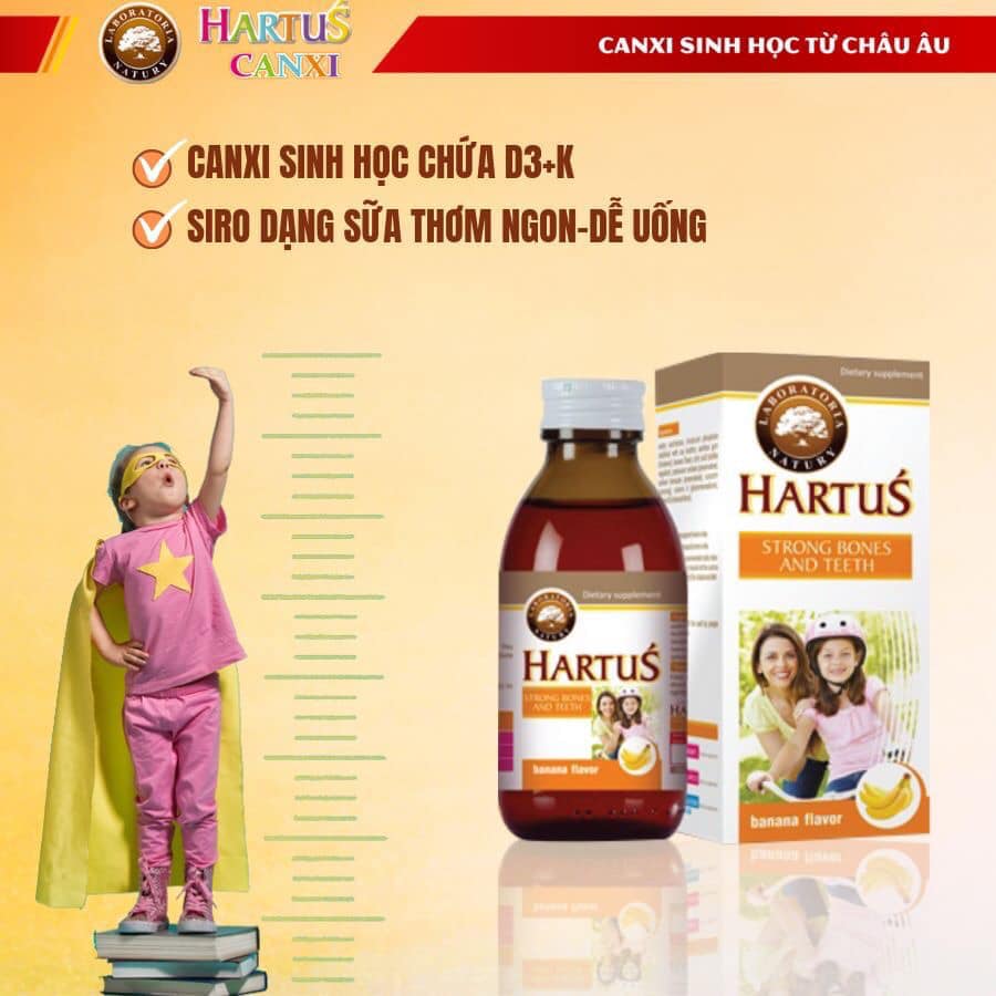 Hartus Strong Bones and Teeth - Bổ sung canxi cho trẻ từ 4 tháng tuổi