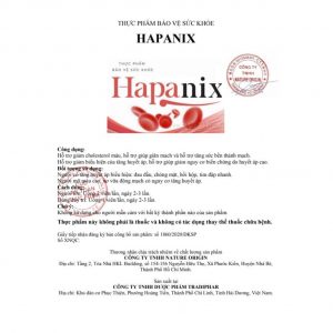 BẢNG CHI TIẾT CÔNG DỤNG Hapanix